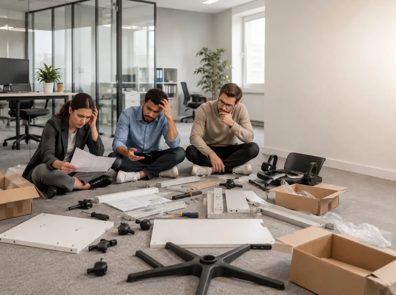 A household dealing with furniture assembly at home