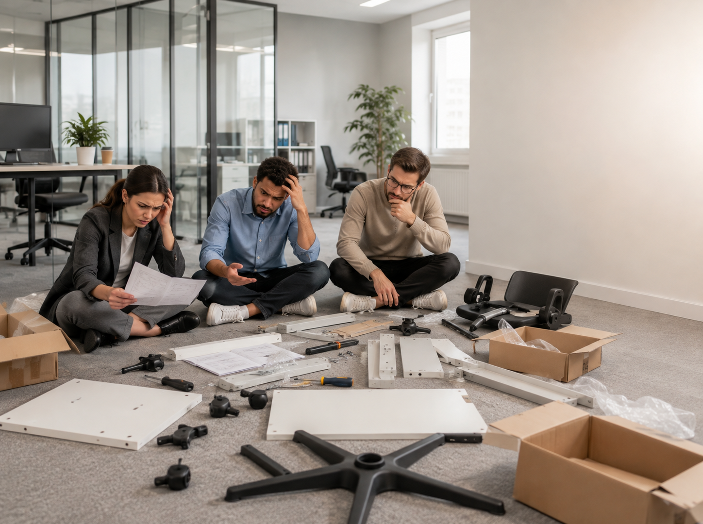 A household dealing with furniture assembly at home